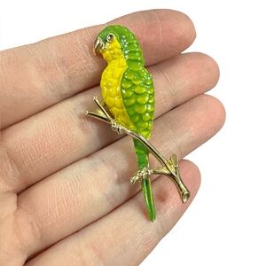 1079 / Green & Yellow Parrot Brooch Pin
